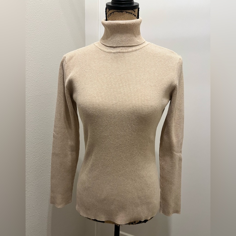 Style & Co. Beige Turtleneck Sweater